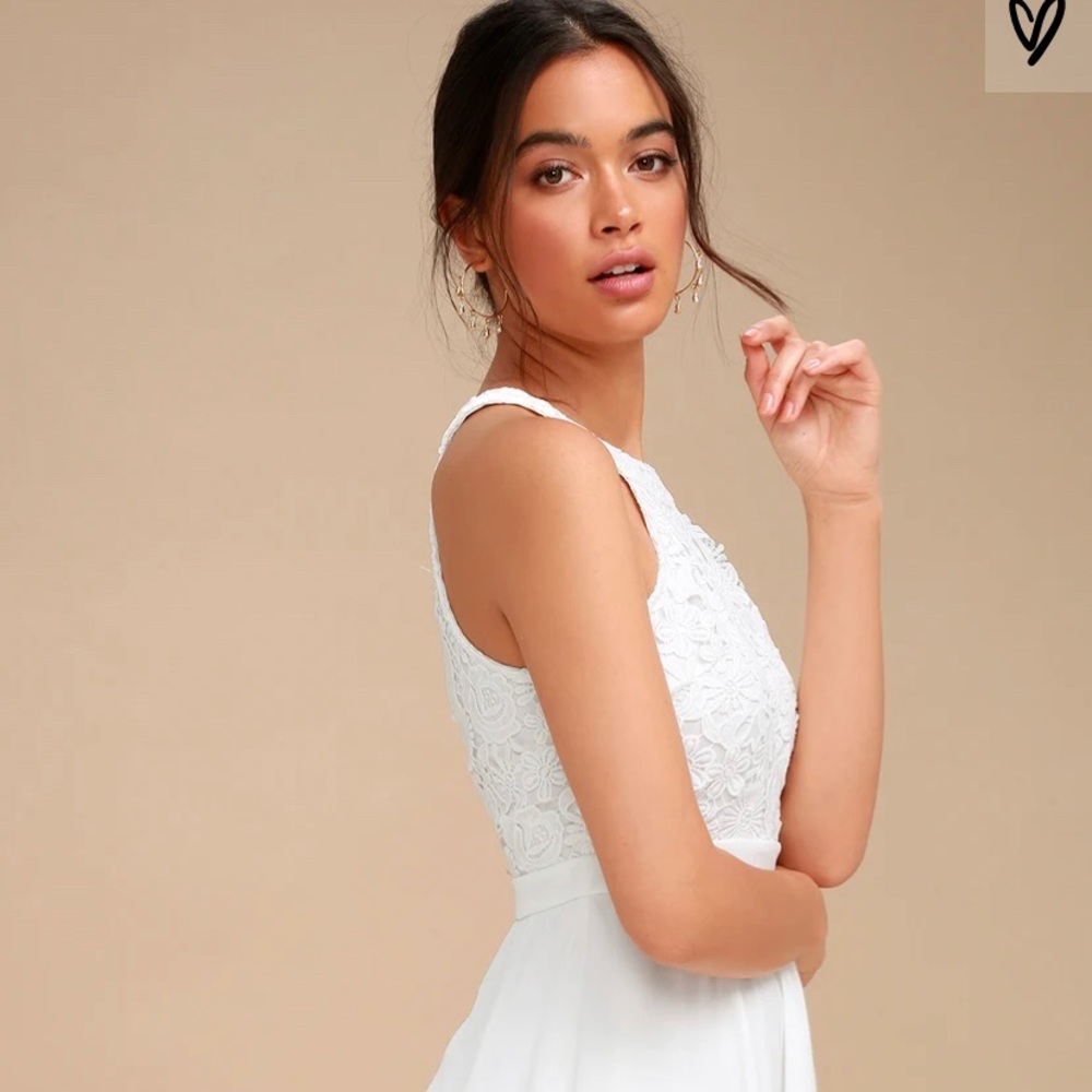 Lulus Lovers Game White Lace Skater Dress